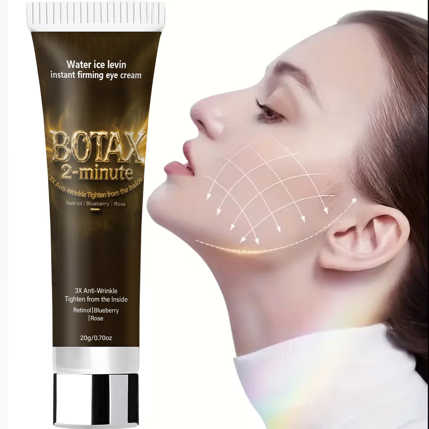 Instant Firming Eye Cream with Retinol & Hyaluronic Acid, 3X Anti-Wrinkle, Tightens from Inside, Blueberry & Rose Extract. Pi-Mart