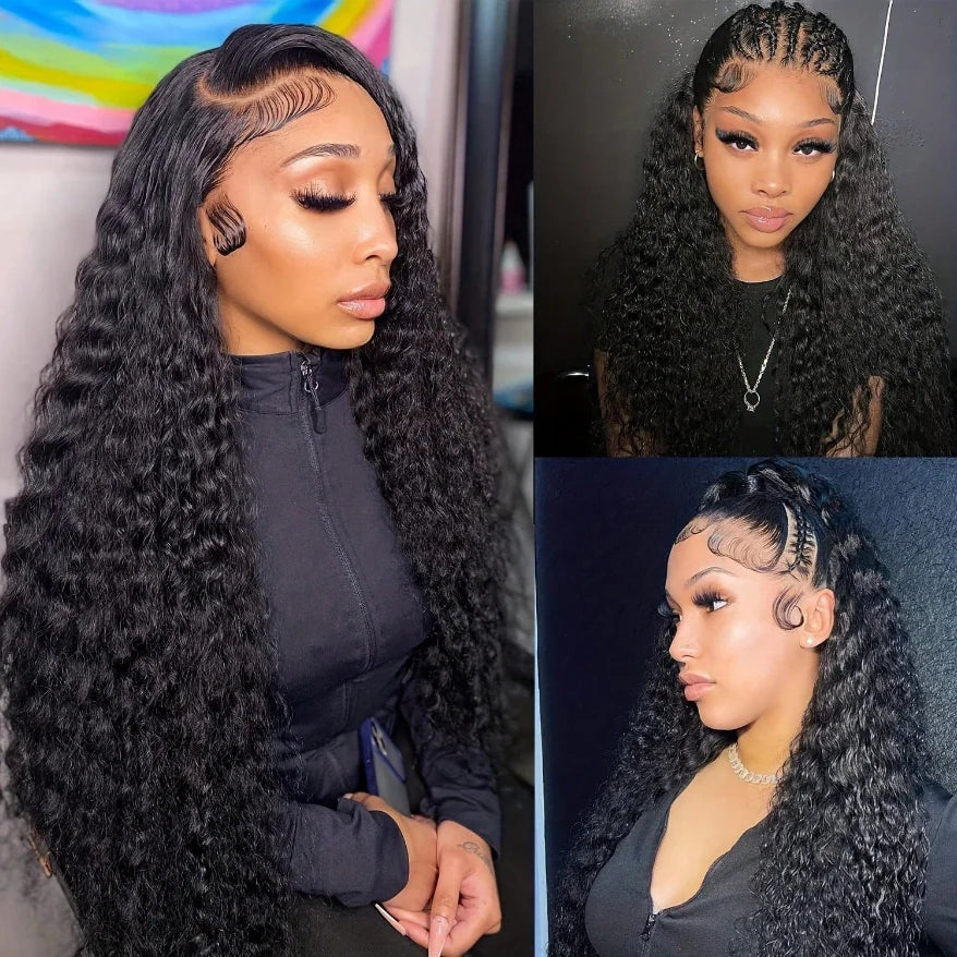 Deep Wave Human Hair Wig 13x4 Lace Front Wig For Women 200% Density Pre-Plucked With Baby Hair Transparent Lace Wig 22 Inch LadyShow.Store