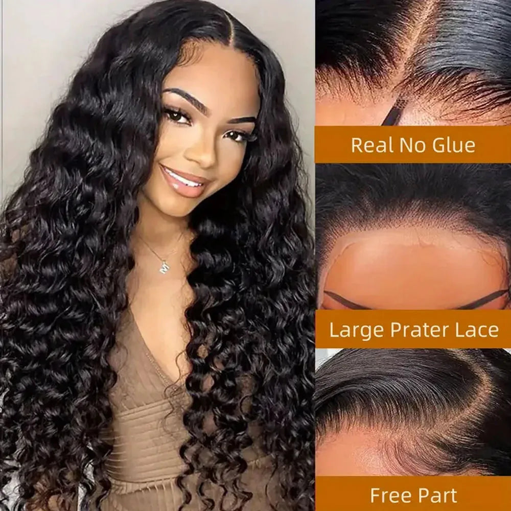 250% Density Glueless Deep Curly Wave Wig Ready To Wear 5x5 HD Lace Closure Wig Pre Cut No Glue 13x4 13x6 Human Hair Wigs Women LadyShow.Store