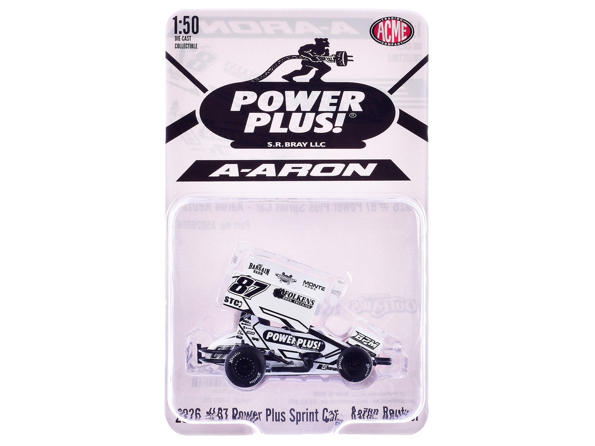 Winged Sprint Car #87 Aaron Reutzel "Power Plus" White (2026) 1/50 Diecast Model Car by ACME LuxuryLifeWay Online Store
