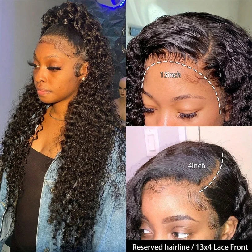 Deep Wave Human Hair Wig 13x4 Lace Front Wig For Women 200% Density Pre-Plucked With Baby Hair Transparent Lace Wig 22 Inch LadyShow.Store