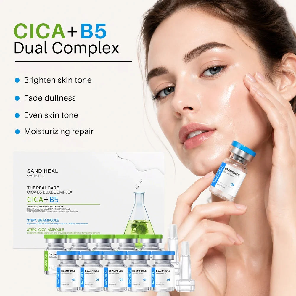 10Vials Copper Peptide Hyaluronic Acid Serum CICA B5 Facial Essence Hydration Korean Skin Care Original Sanendi Beauty Products Tri Light Beauty