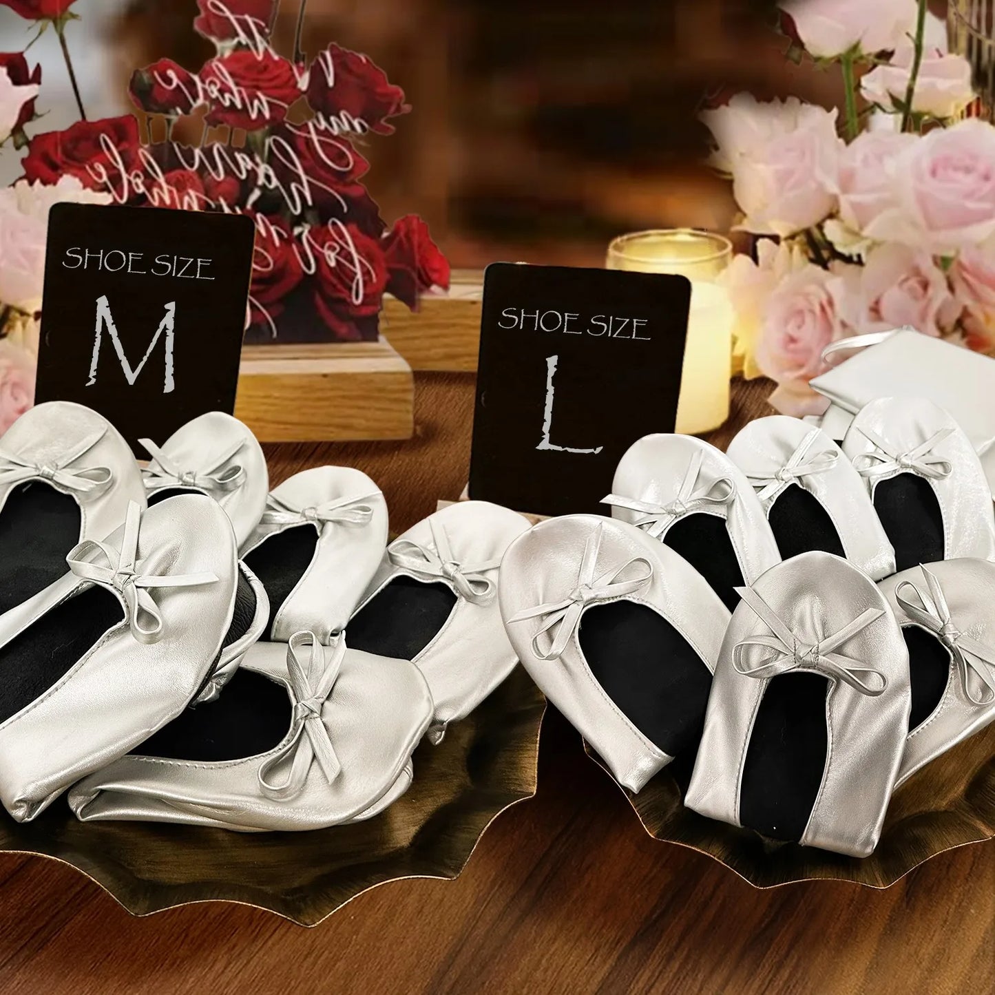 Women's Foldable Portable Ballet Flats Soft Sole Roll Up Slippers Slip OnComfy ancing Flat Shoes for Travel Wedding with Bag LadyShow.Store