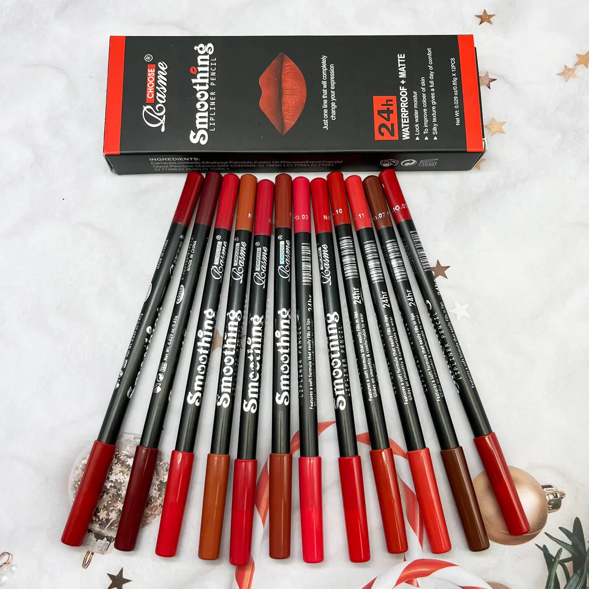 12 pcs Long-Lasting Lipstick Set with Professional Lip Liner Pencil and Matte Lip Gloss for Women Valentine's Day Gifts LadyShow.Store