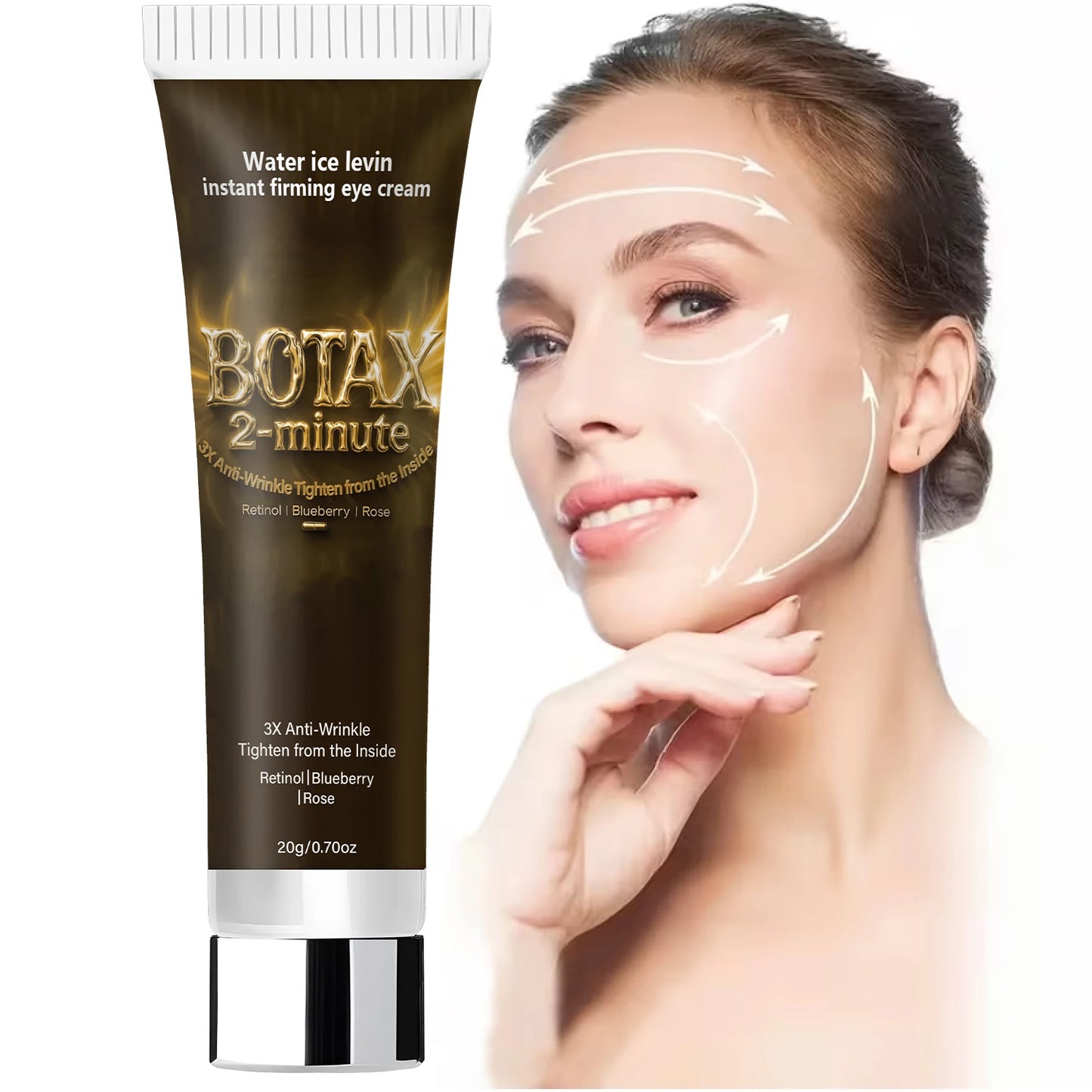 Instant Firming Eye Cream with Retinol & Hyaluronic Acid, 3X Anti-Wrinkle, Tightens from Inside, Blueberry & Rose Extract. Pi-Mart
