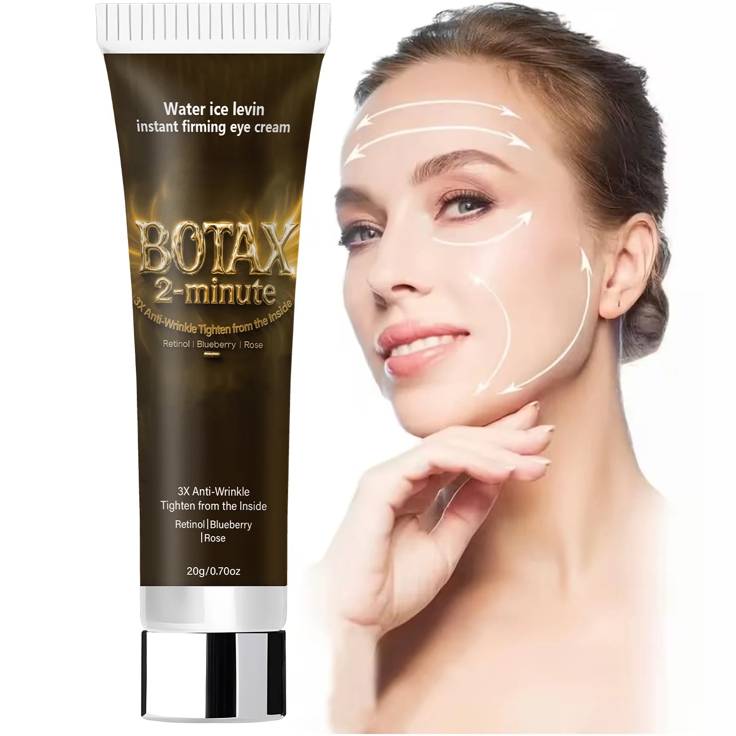 Instant Firming Eye Cream with Retinol & Hyaluronic Acid, 3X Anti-Wrinkle, Tightens from Inside, Blueberry & Rose Extract. Pi-Mart