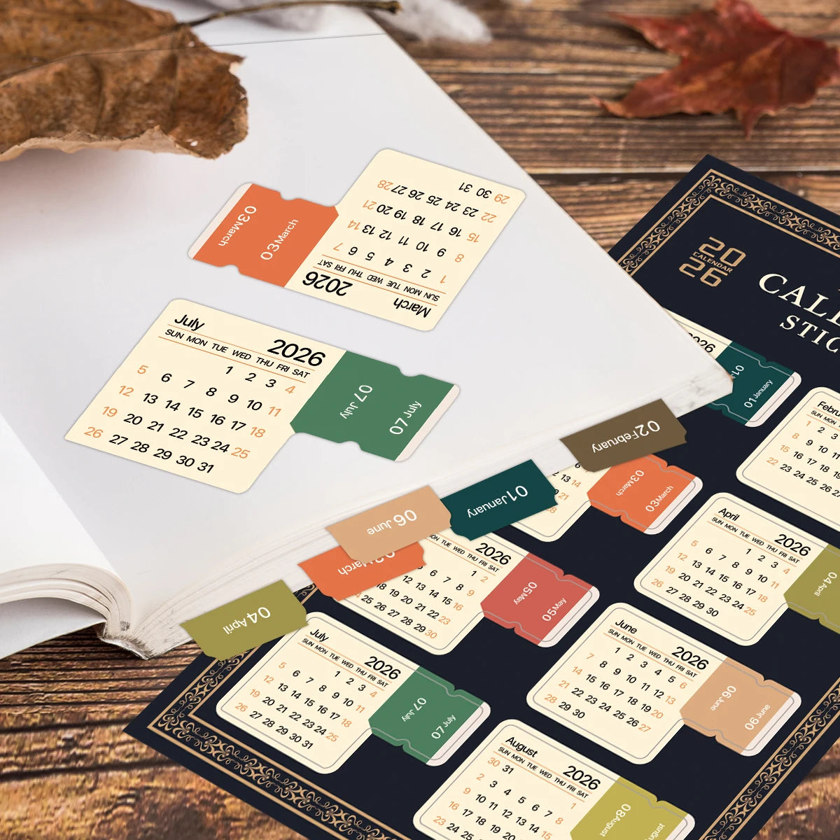 2-Sheet 2026 Calendar Stickers,Tear-Off Date Sheets,Labels For Month Planners,Journals,Diary,Scrapbook,Office&Home Organization Pi-Mart