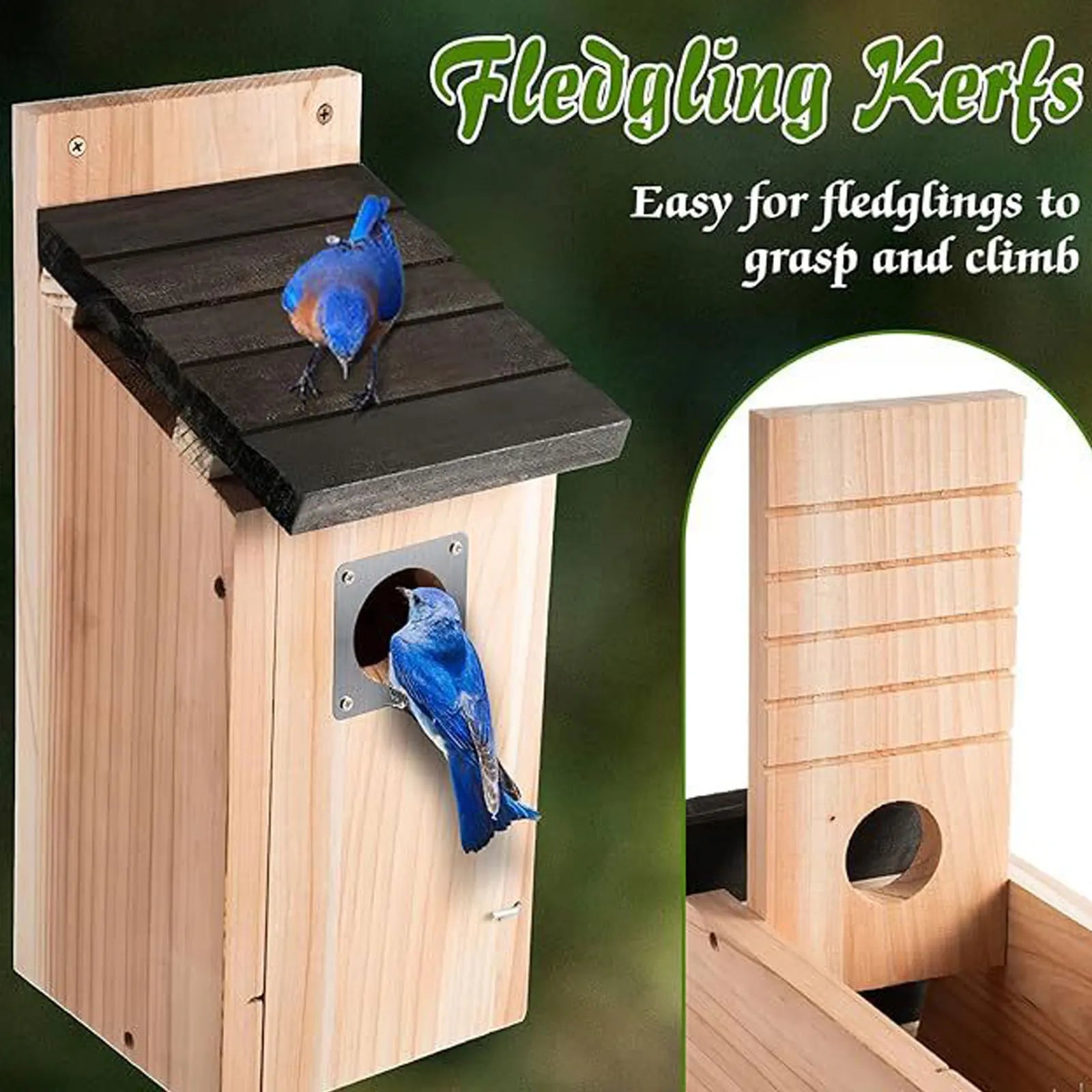 Bird House Wood Hanging Nesting Box Sheltered Warm Place Outside Bluebird Viewing House Feeder for Pet Supplies Patio Small Bird Pi-Mart