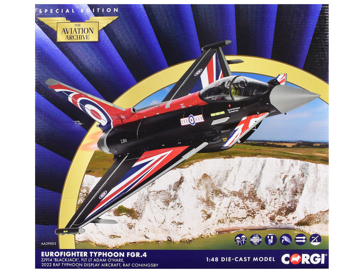Eurofighter Typhoon FGR4 Aircraft "Blackjack RAF Typhoon Display Aircraft" (2022) British Royal Air Force "The Aviation Archive" Series 1/48 Diecast Model by Corgi LuxuryLifeWay Online Store