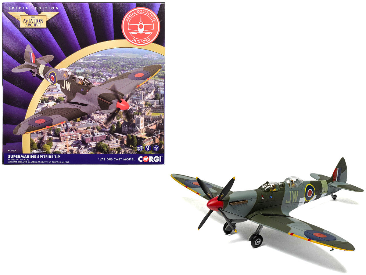 Supermarine Spitfire T.9 Aircraft "PV202 Aerial Collective at Duxford Airfield" British Royal Air Force "The Aviation Archive" Series 1/72 Diecast Model by Corgi LuxuryLifeWay Online Store