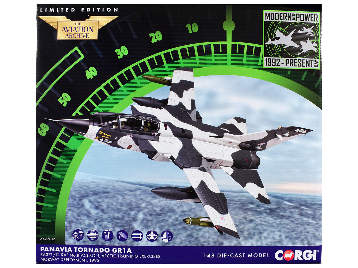 Panavia Tornado GR1A Aircraft "ZA371/C No.II(AC) Sqn. Arctic Training Exercises Norway" (1995) British Royal Air Force "The Aviation Archive" 1/48 Diecast Model Car by Corgi LuxuryLifeWay Online Store