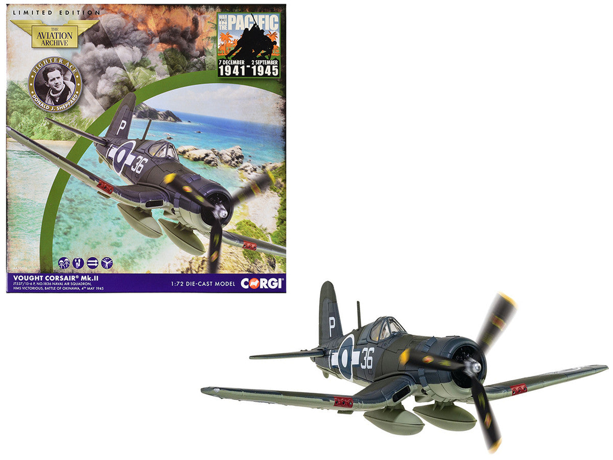 Vought Corsair Mk. II Fighter Aircraft "JT537 1836 Naval Air Squadron HMS Victorious Battle of Okinawa" (1945) British Royal Navy Fleet Air Arm "The Aviation Archive" Series 1/72 Diecast Model by Corgi LuxuryLifeWay Online Store