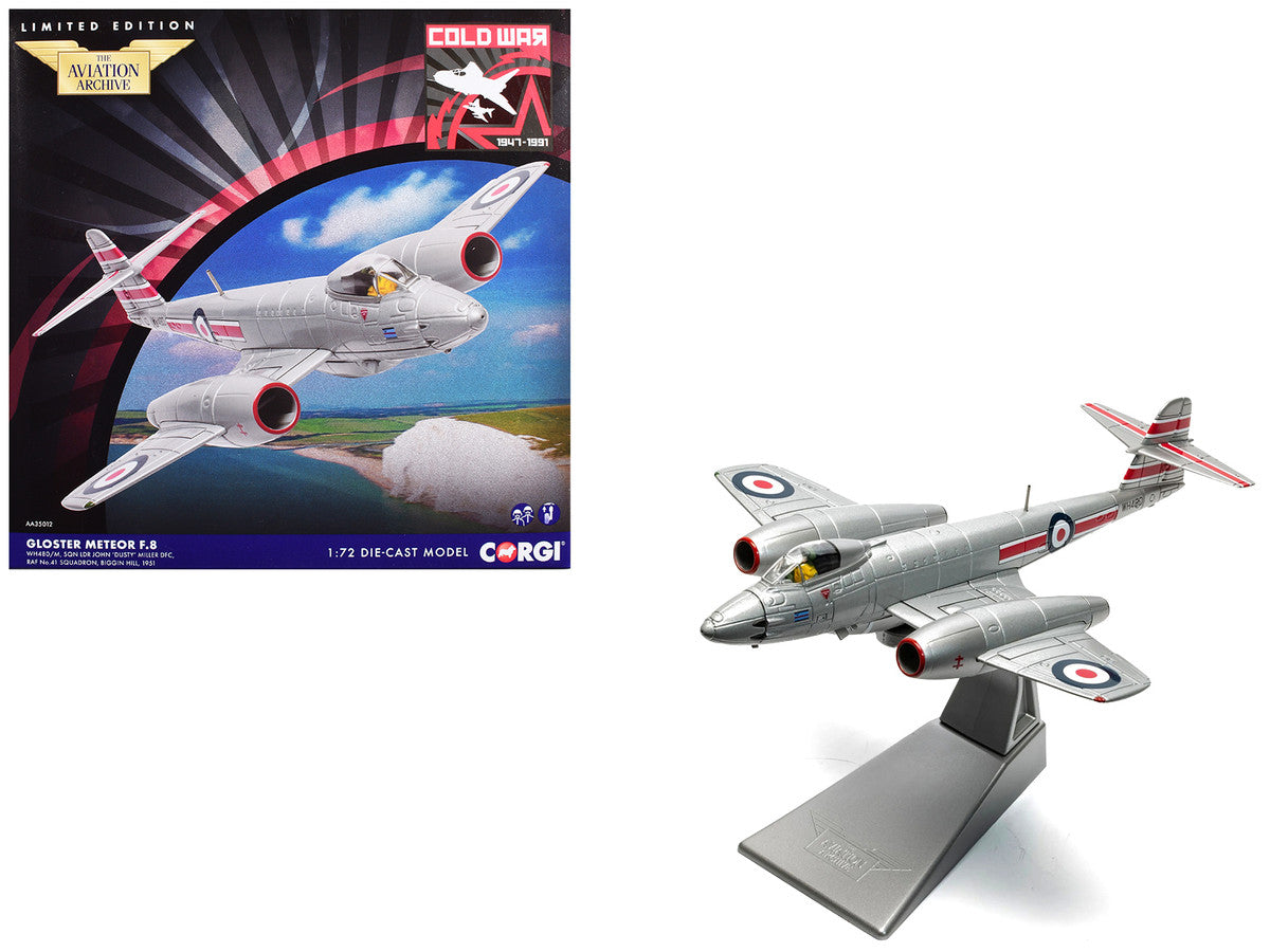 Gloster Meteor F.8 Aircraft "WH480/M Sqn Ldr John ‘Dusty’ Miller DFC No.41 Squadron Biggin Hill" (1951) Royal Air Force "The Aviation Archive" Series 1/72 Diecast Model Car by Corgi LuxuryLifeWay Online Store