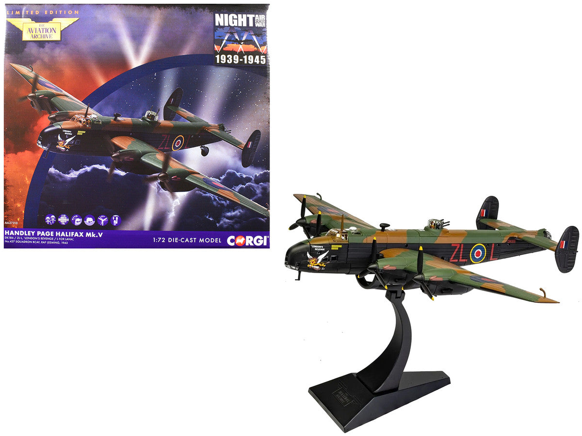 Handley Page Halifax MkV Bomber Aircraft "DK186 London’s Revenge - L for Lana No. 427 Squadron RAF Leeming" (1943) Royal Canadian Air Force "The Aviation Archive" Series 1/72 Diecast Model by Corgi LuxuryLifeWay Online Store