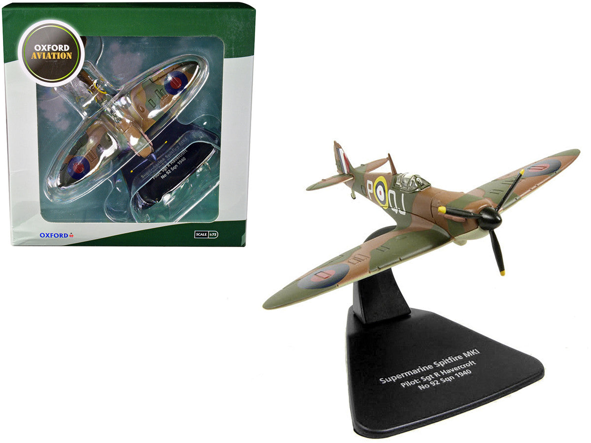 Supermarine Spitfire MK1 SGT R. Havercroft No 92 Sqn 1940 1/72 Diecast Model Airplane by Oxford Diecast LuxuryLifeWay Online Store