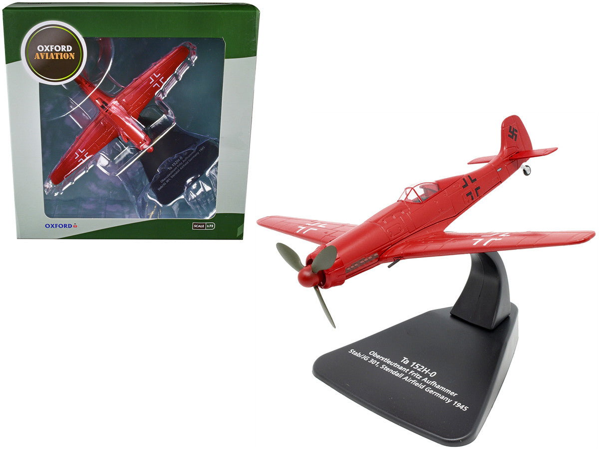 Focke-Wulf Ta 152H-0 War Plane Oberstleutnant Fritz Aufhammer Stab/JG 301 Stendall Airfield Germany (1945) "Oxford Aviation" Series 1/72 Diecast Model Airplane by Oxford Diecast LuxuryLifeWay Online Store