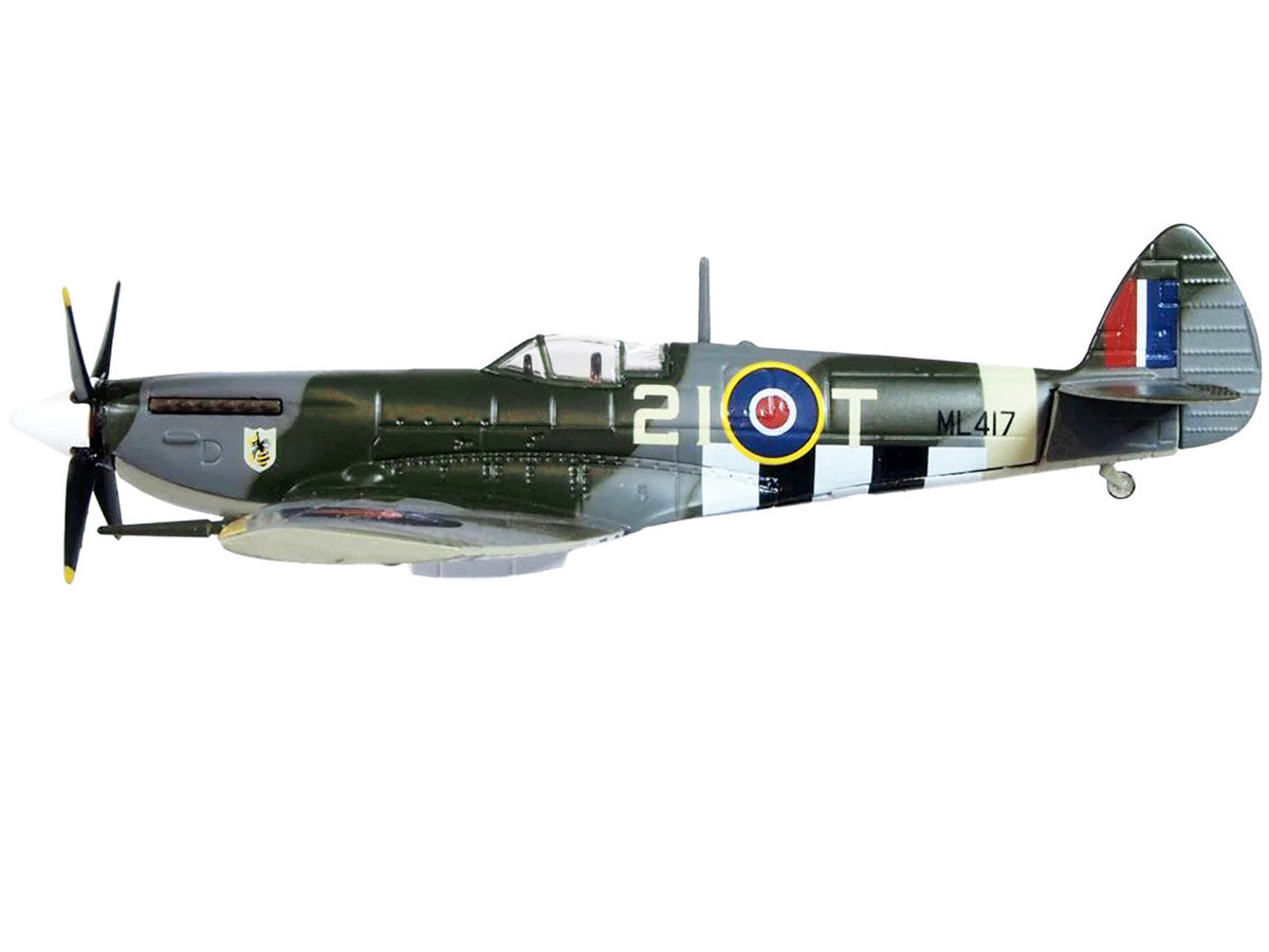 Supermarine Spitfire Mk IXE Fighter Aircraft "21-T 443 Squadron 127 Wing Belgium" (1945) Royal Canadian Air Force "Oxford Aviation" Series 1/72 Diecast Model Airplane by Oxford Diecast LuxuryLifeWay Online Store
