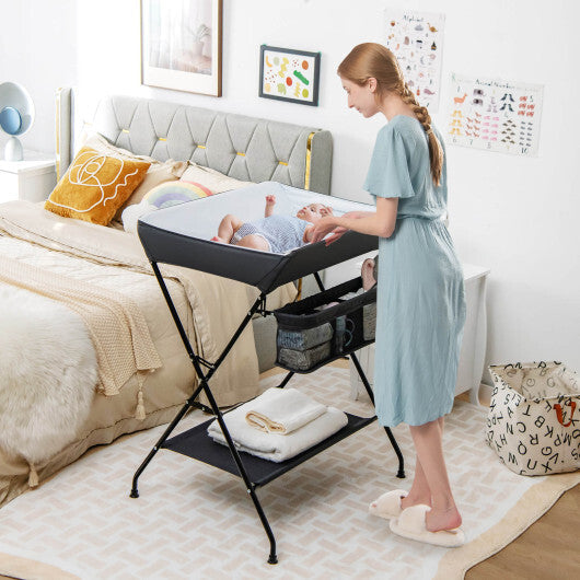 Baby Storage Folding Diaper Changing Table-Black - Color: Black LuxuryLifeWay Online Store