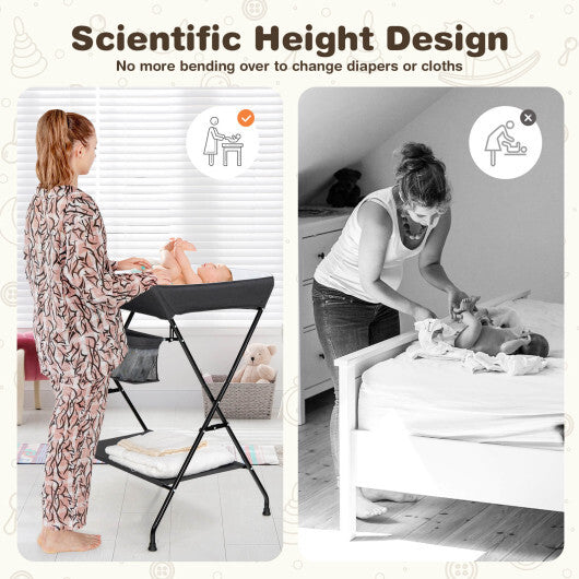 Baby Storage Folding Diaper Changing Table-Black - Color: Black LuxuryLifeWay Online Store