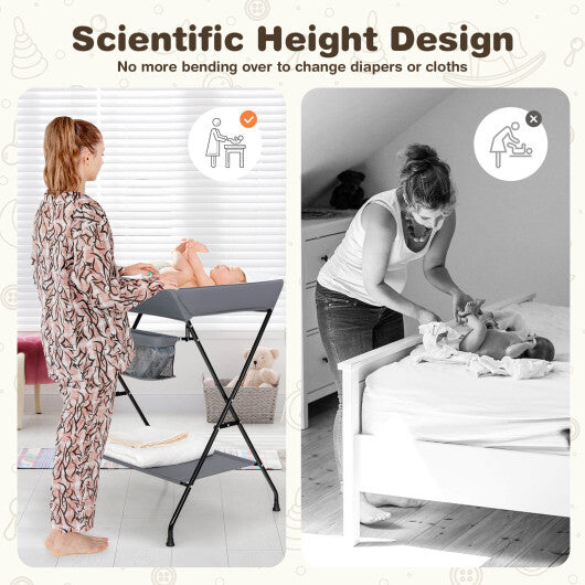 Baby Storage Folding Diaper Changing Table-Gray - Color: Gray LuxuryLifeWay Online Store