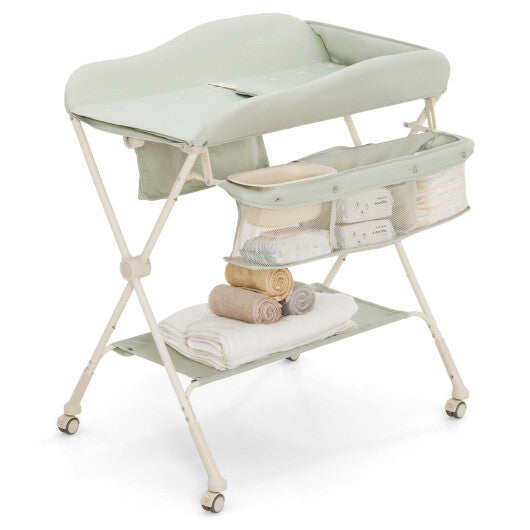 Baby Diaper Changing Table with Water Basin Wheel-Green - Color: Green LuxuryLifeWay Online Store