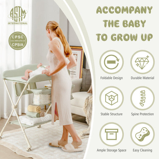 Baby Diaper Changing Table with Water Basin Wheel-Green - Color: Green LuxuryLifeWay Online Store