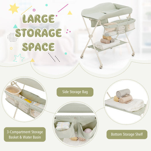 Baby Diaper Changing Table with Water Basin Wheel-Green - Color: Green LuxuryLifeWay Online Store