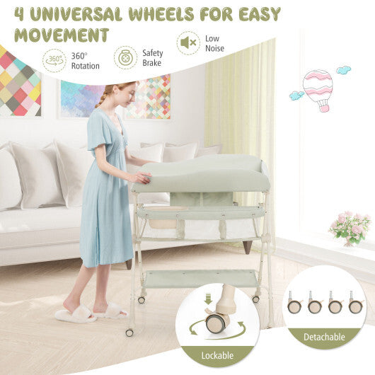 Baby Diaper Changing Table with Water Basin Wheel-Green - Color: Green LuxuryLifeWay Online Store