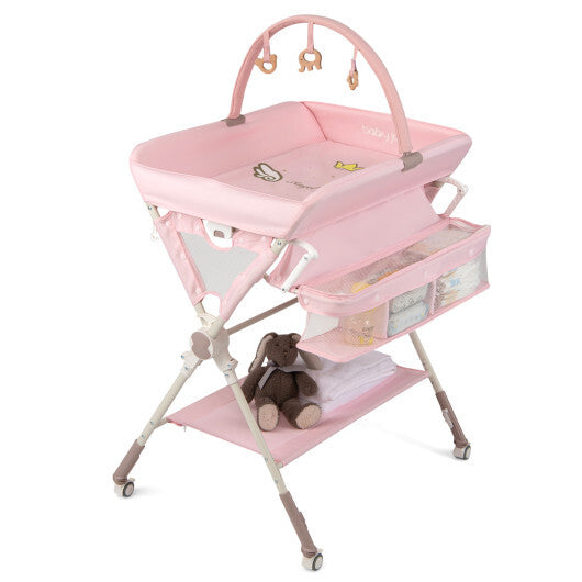 Baby Changing Table Foldable Diaper Changing Station with Storage Bag and Shelf-Black LuxuryLifeWay Online Store