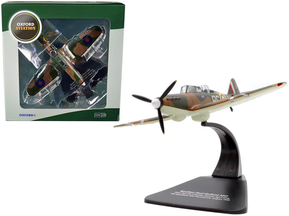 Boulton Paul Defiant MK I Fighter Plane Pilot: Sqn Ldr P Hunter Gunner Sgt F King 264 Squadron RAF Hornchurch (August 1940) "Oxford Aviation" Series 1/72 Diecast Model Airplane by Oxford Diecast LuxuryLifeWay Online Store