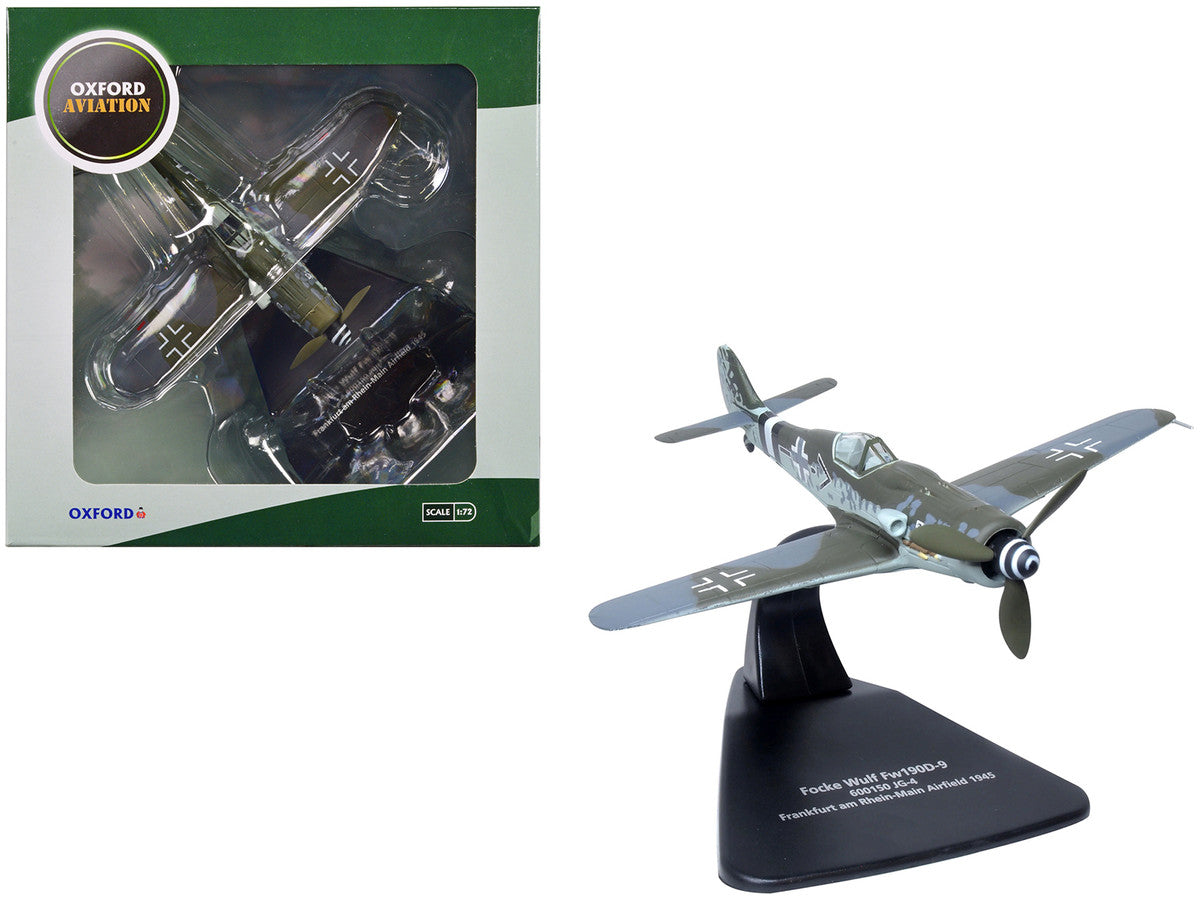 Focke-Wulf Fw190D-9 Fighter Aircraft "600150 JG-4 Frankfurt Rhine-Main Airfield" (1945) German Luftwaffe "Oxford Aviation" 1/72 Diecast Model Airplane by Oxford Diecast LuxuryLifeWay Online Store