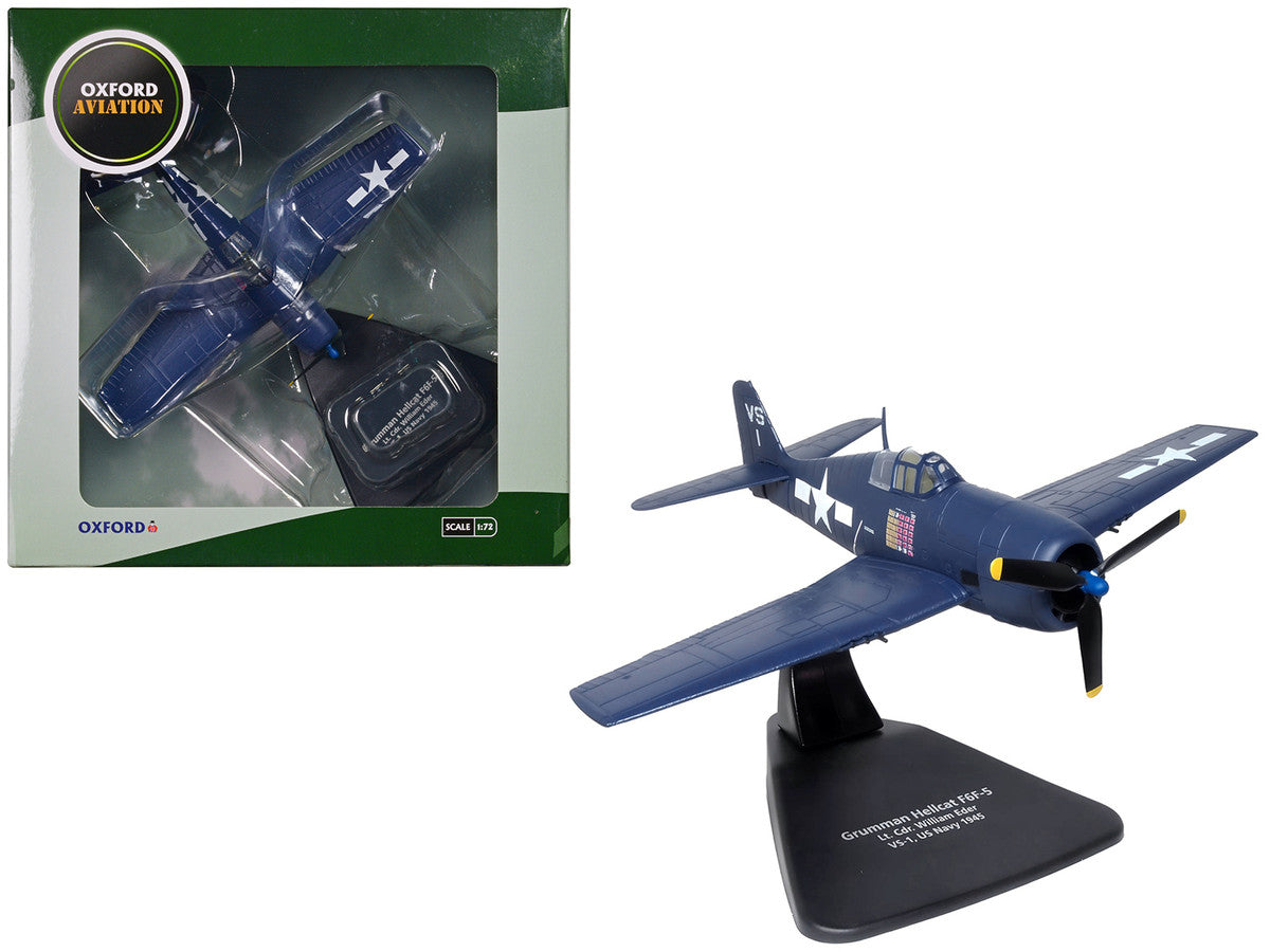 Grumman Hellcat F6F-5 Fighter Aircraft "Lt. Cdr. Willard E. Eder VS-1" (1945) United States Navy "Oxford Aviation" Series 1/72 Diecast Model Airplane by Oxford Diecast LuxuryLifeWay Online Store