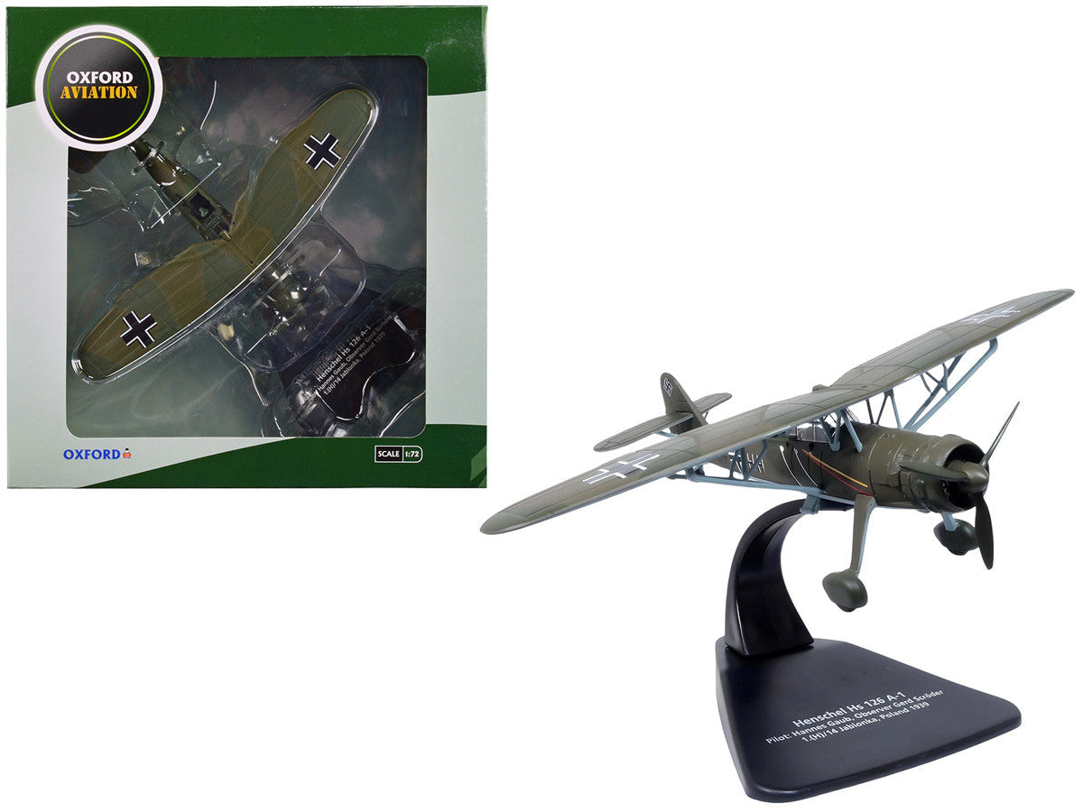 Henschel Hs 126 A-1 Reconnaissance Aircraft "Hannes Gaub Gerd Scroder 1.(H)/14 Invasion of Poland" (1939) German Luftwaffe "Oxford Aviation" Series 1/72 Diecast Model Airplane by Oxford Diecast LuxuryLifeWay Online Store