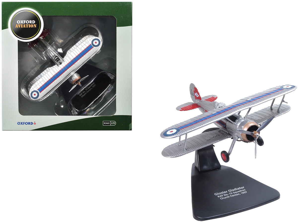 Gloster Gladiator Fighter Aircraft "No. 72 Squadron Church Fenton" (1937) British Royal Air Force "Oxford Aviation" Series 1/72 Diecast Model Airplane by Oxford Diecast LuxuryLifeWay Online Store