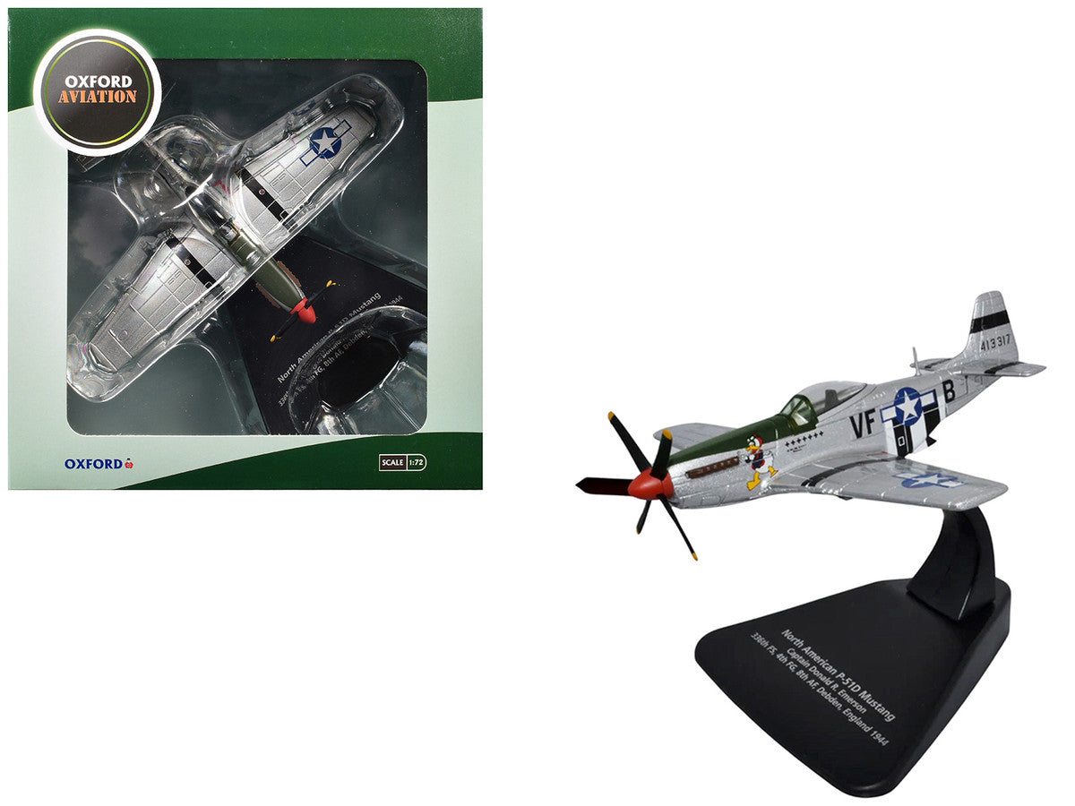 North American P-51D Mustang Fighter Aircraft "Captain Donald Emerson 336th Fighter Squadron 4th Fighter Group 8th AF Debden England" (1944) United States Army Air Forces "Oxford Aviation" Series 1/72 Diecast Model Airplane by Oxford Diecast LuxuryLifeWay Online Store