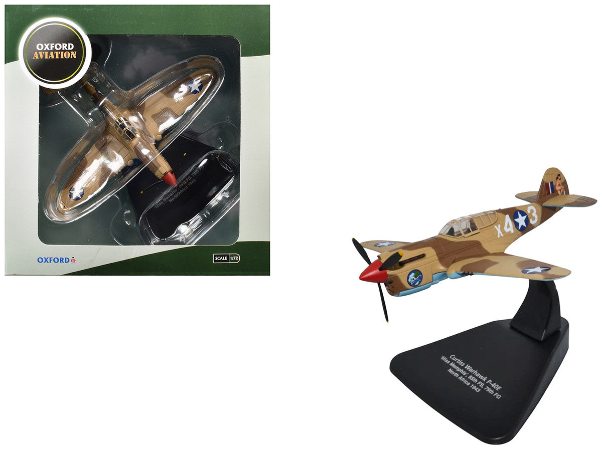 Curtiss Warhawk P-40E Fighter Aircraft "Miss Memphis 85th Fighter Squadron 79th Fighter Group North Africa" (1943) United States Army Air Forces "Oxford Aviation" Series 1/72 Diecast Model Airplane by Oxford Diecast LuxuryLifeWay Online Store
