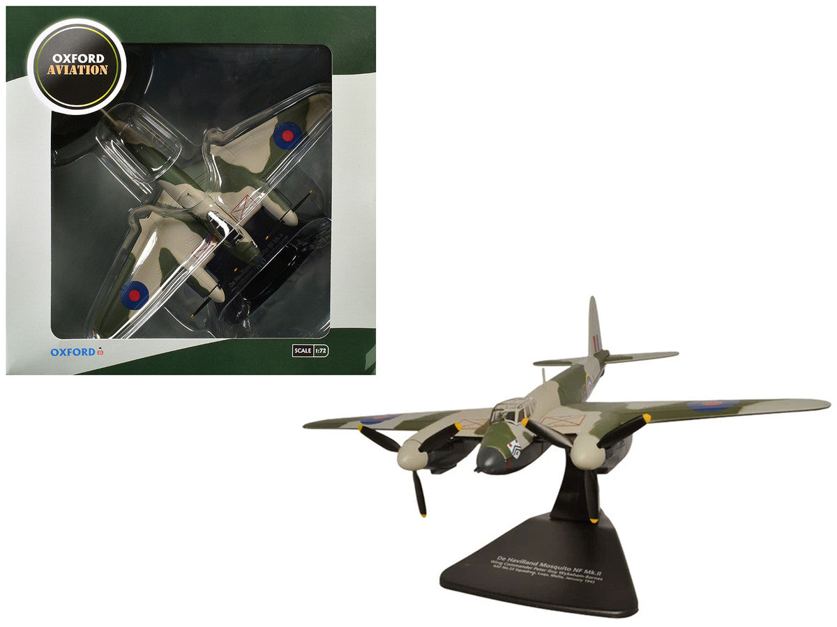 De Havilland Mosquito NF MKII Aircraft "Wing Commander Peter G. Wykeham-Barnes No. 23 Squadron Luqa Malta" (1943) Royal Air Force "Oxford Aviation" Series 1/72 Diecast Model Airplane by Oxford Diecast LuxuryLifeWay Online Store