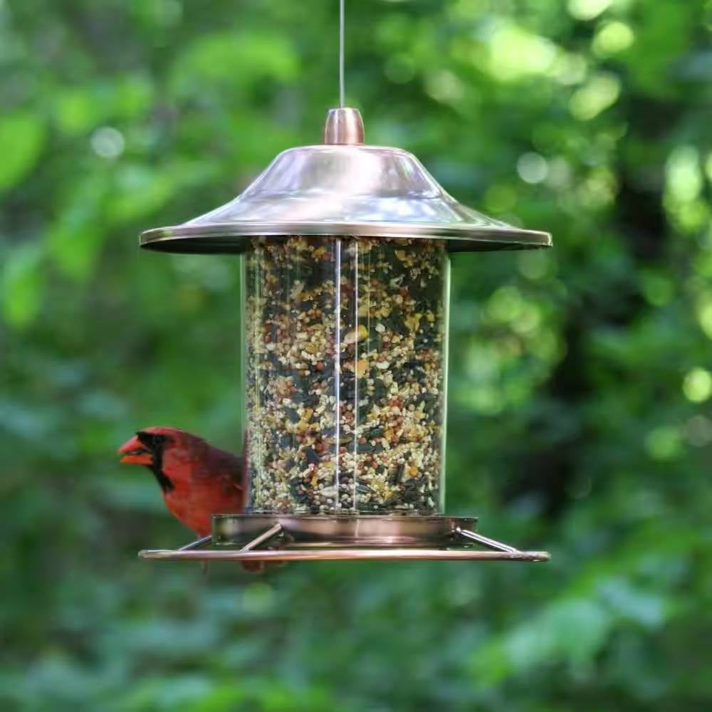 Copper Bird Feeder with Plastic Seed Reservoir Tube and Circular Perch LuxuryLifeWay Online Store
