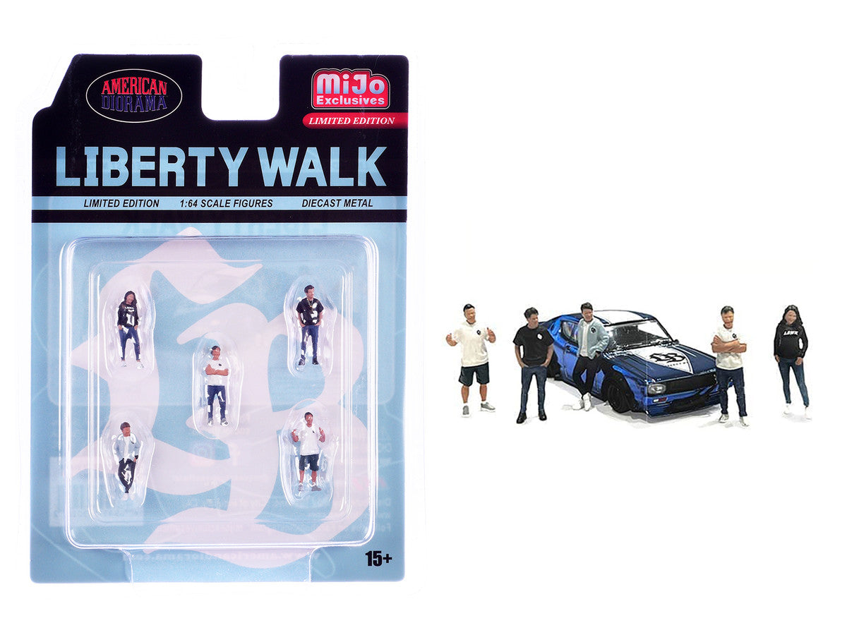 "Liberty Walk Team" 5 piece Diecast Figure Set (5 Figures) Limited Edition for 1/64 Scale Models by American Diorama LuxuryLifeWay Online Store