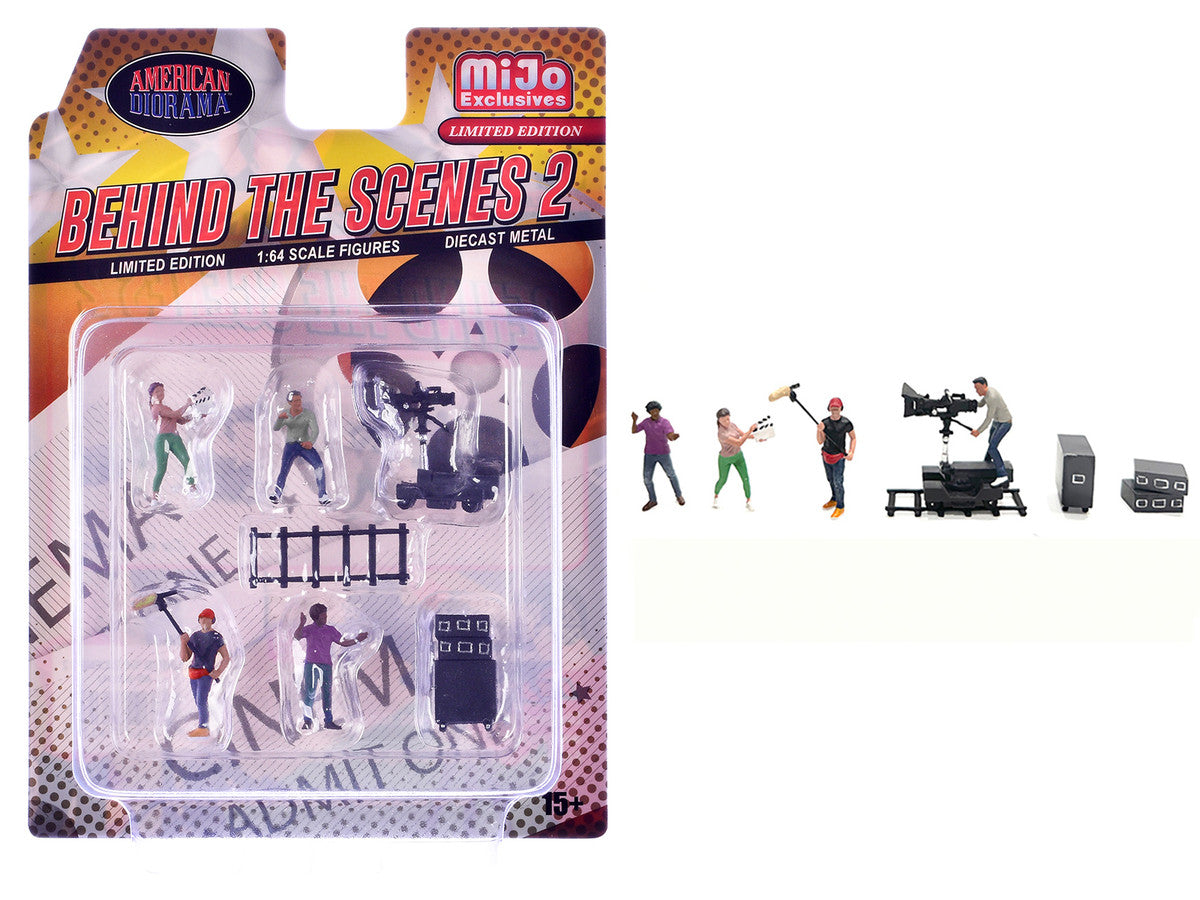 "Behind The Scenes #2" 7 piece (4 People 3 Accessories) Diecast Figures Set 1/64 Scale Models by American Diorama LuxuryLifeWay Online Store