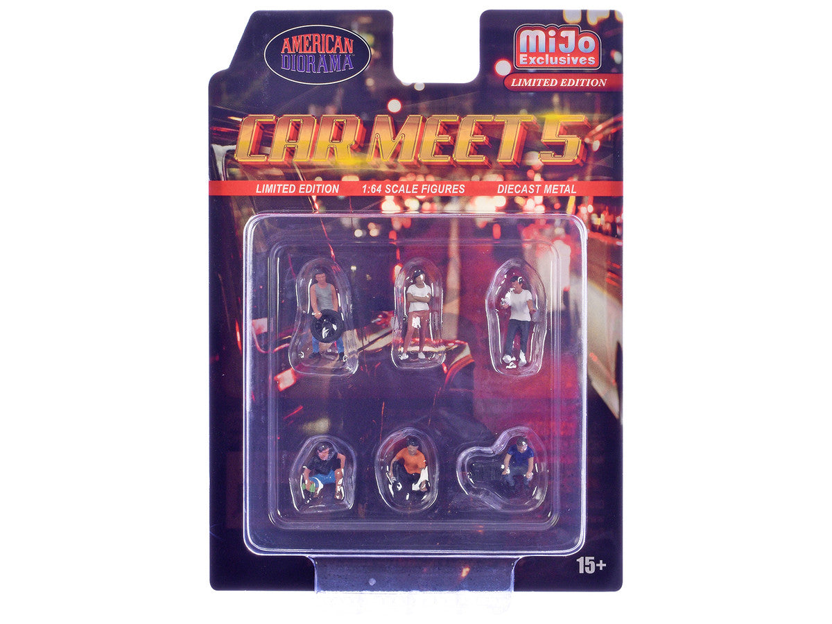 "Car Meet 5" 6 piece Diecast Figure Set Limited Edition for 1/64 Scale Models by American Diorama LuxuryLifeWay Online Store