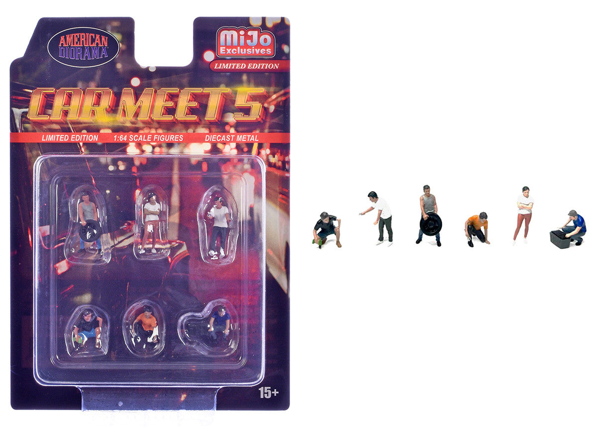 "Car Meet 5" 6 piece Diecast Figure Set Limited Edition for 1/64 Scale Models by American Diorama LuxuryLifeWay Online Store