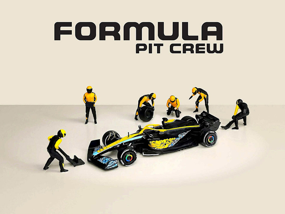"Formula Pit Crew – Team Orange" 6 piece Diecast Figure Set (6 Figures) Limited Edition for 1/64 Scale Models by American Diorama LuxuryLifeWay Online Store