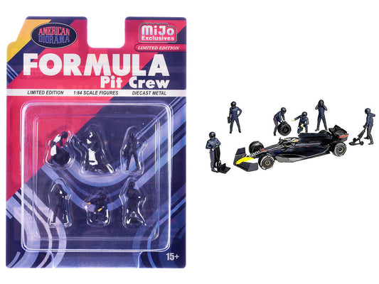 "Formula Pit Crew – Team Blue" 6 piece Diecast Figure Set (6 Figures) Limited Edition for 1/64 Scale Models by American Diorama LuxuryLifeWay Online Store