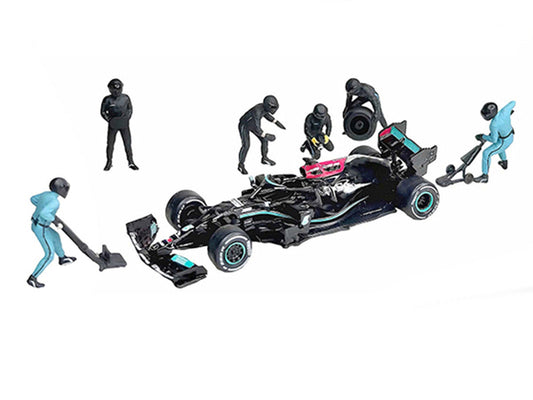 "Formula Pit Crew – Team Black" 6 piece Diecast Figure Set (6 Figures) Limited Edition for 1/64 Scale Models by American Diorama LuxuryLifeWay Online Store