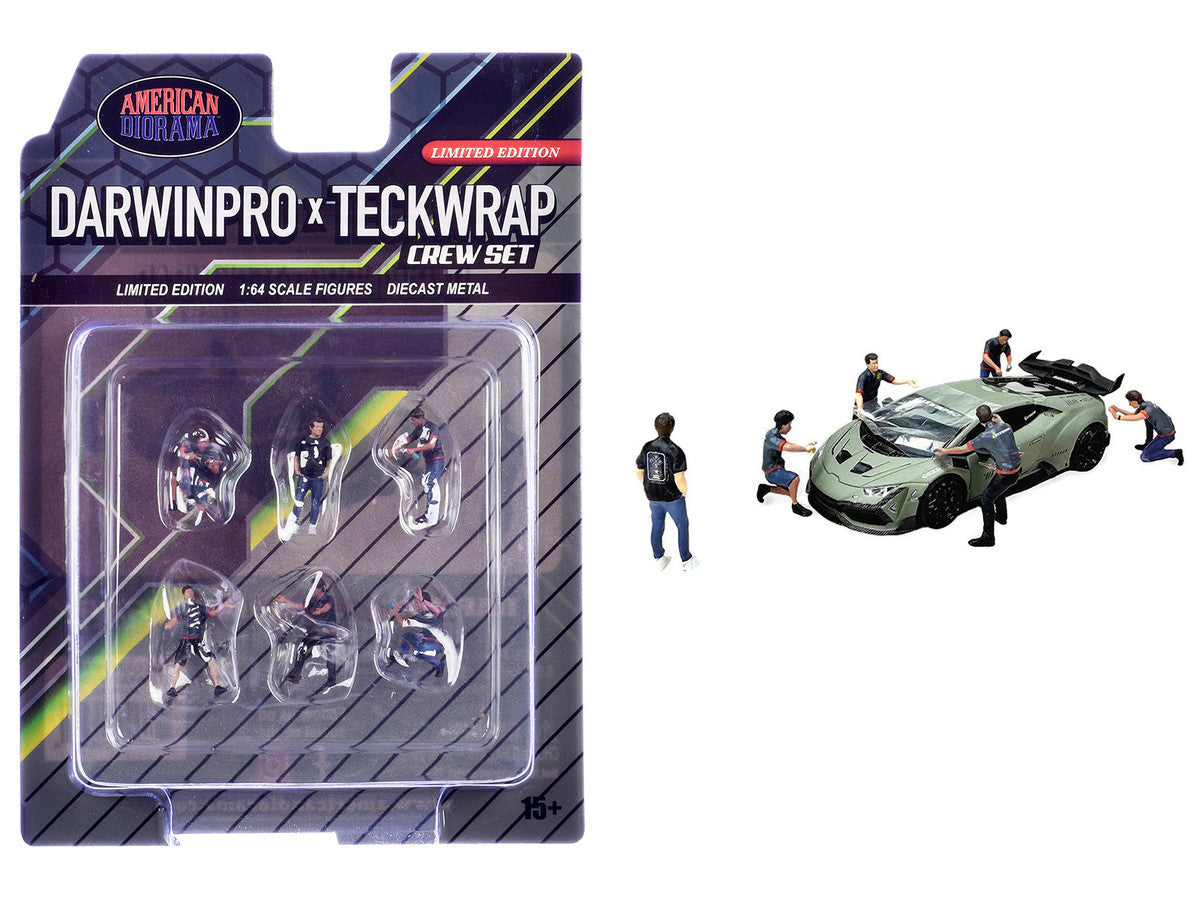 "DarwinPro x Teckwrap Crew" 6 piece Diecast Figure Set (6 Figures) Limited Edition for 1/64 Scale Models by American Diorama LuxuryLifeWay Online Store