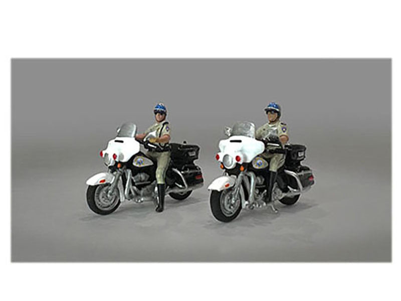 "Highway Patrol" 4 piece Diecast Figure Set (2 Figures 2 Motorcycles) Limited Edition to 3600 pieces Worldwide for 1/64 Scale Models by American Diorama LuxuryLifeWay Online Store