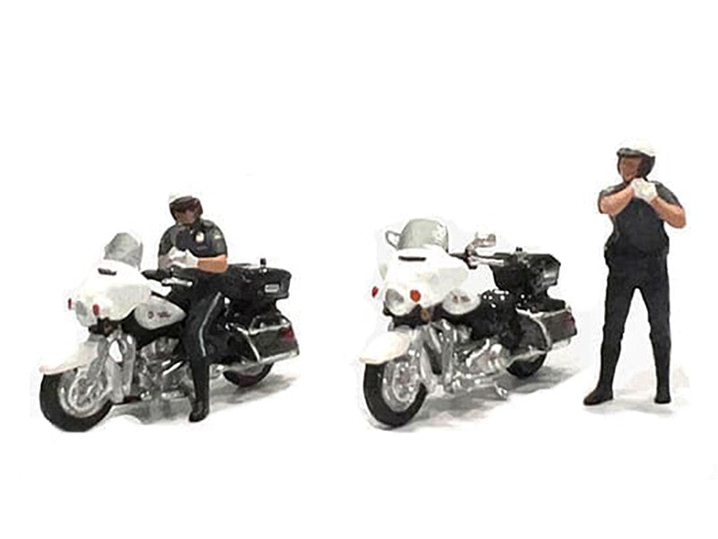 "Speed Cop" 4 piece Diecast Figure Set (2 Figures 2 Motorcycles) Limited Edition for 1/64 Scale Models by American Diorama LuxuryLifeWay Online Store