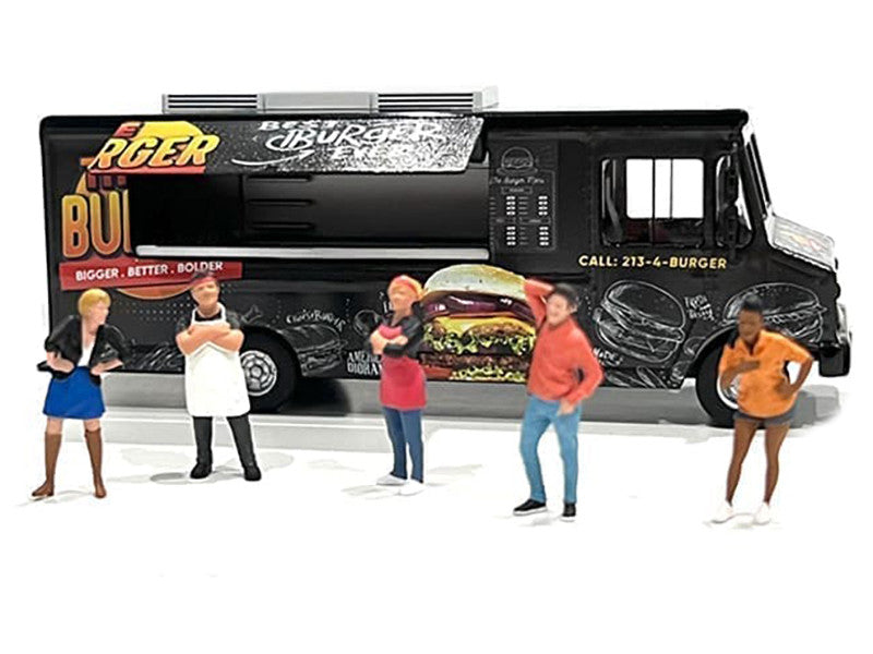 Food Truck "The Burger Truck" Black with Graphics 1/64 Diecast Model by American Diorama LuxuryLifeWay Online Store