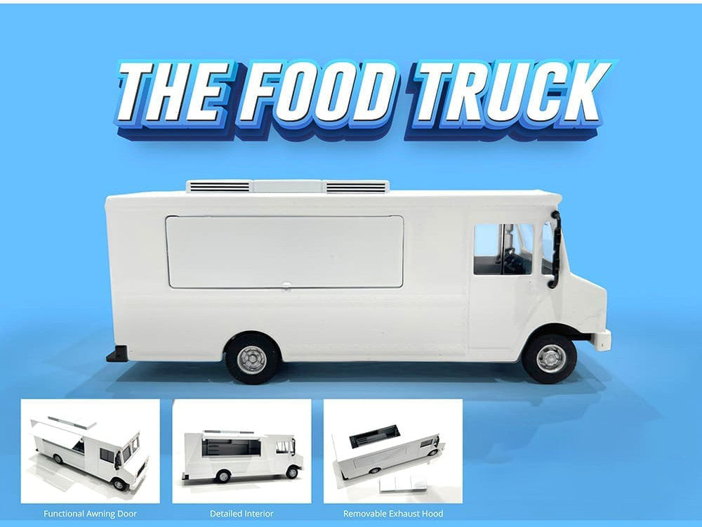 Food Truck Plain White with Graphics 1/64 Diecast Model by American Diorama LuxuryLifeWay Online Store
